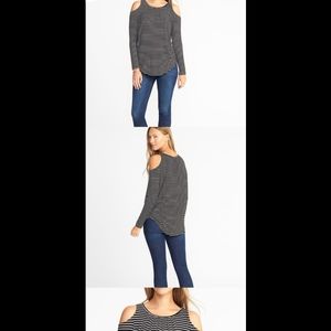 Striped cold shoulder top